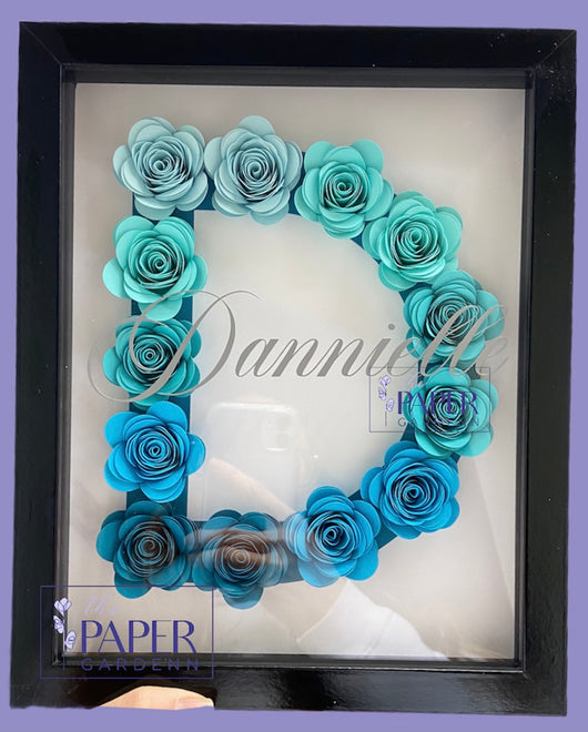 Initial &amp; Number Paper Flower Shadow Boxes