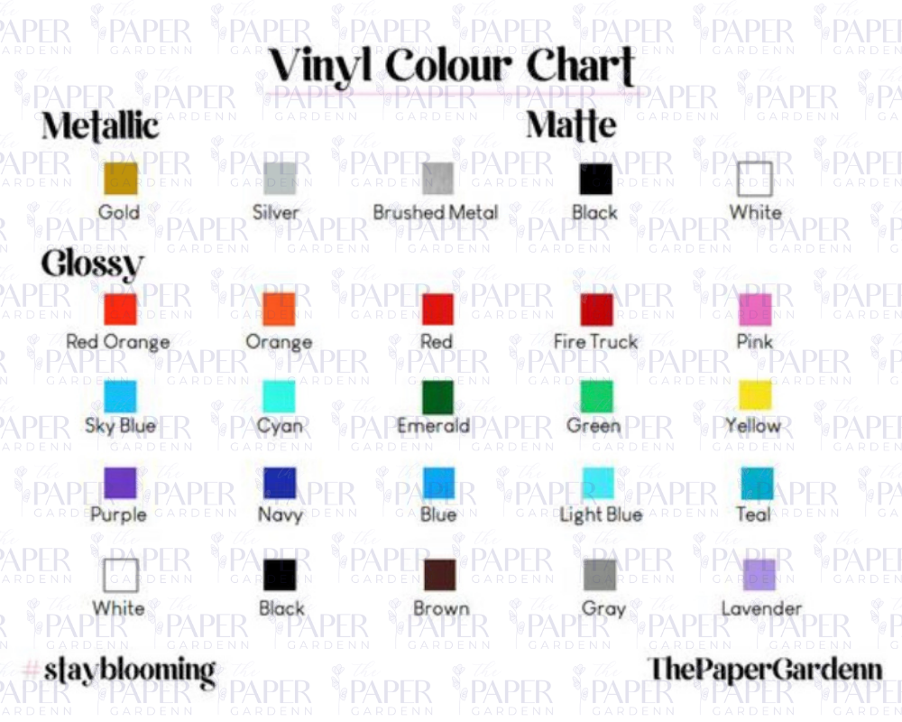Cricut Premium Vinyl Color Chart 