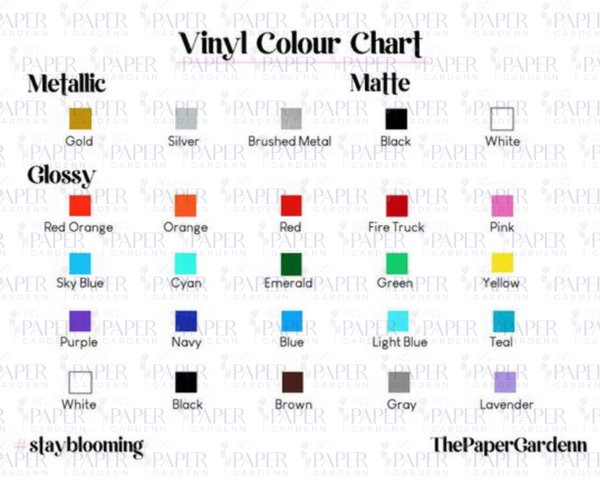 Paper Colour Chart & Vinyl Colour Chart