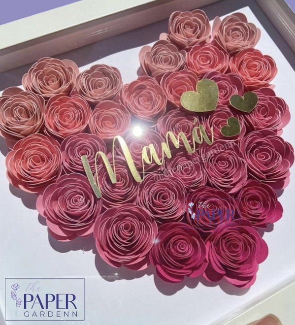 Rosebud Heart Paper Flower Shadowbox