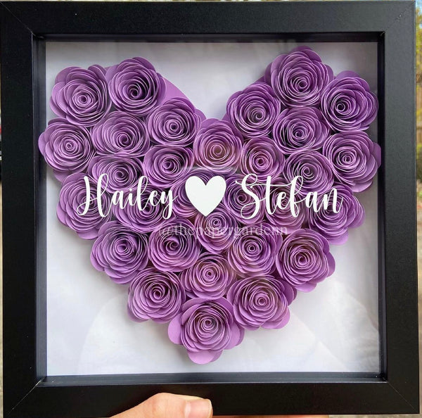 Purple Rosebud Heart Shadowbox Frame