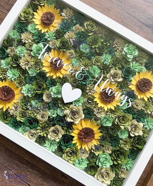 Green Garden Paper Flower Shadowbox Frame