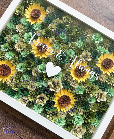 Green Garden Paper Flower Shadowbox Frame