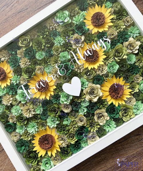 Green Garden Paper Flower Shadowbox Frame