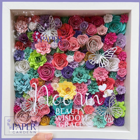 Spring Colours Garden Paper Flower Shadowbox Frame