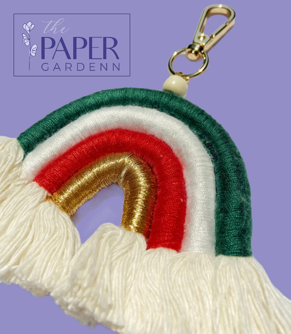 Green / Red Rainbow Macramé Key Chain