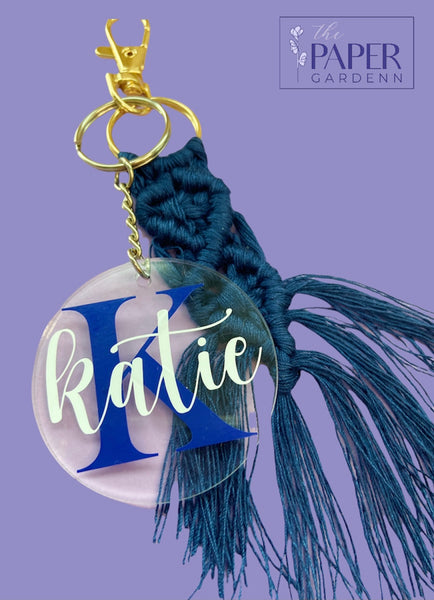 Navy Braided Macramé Key Chain