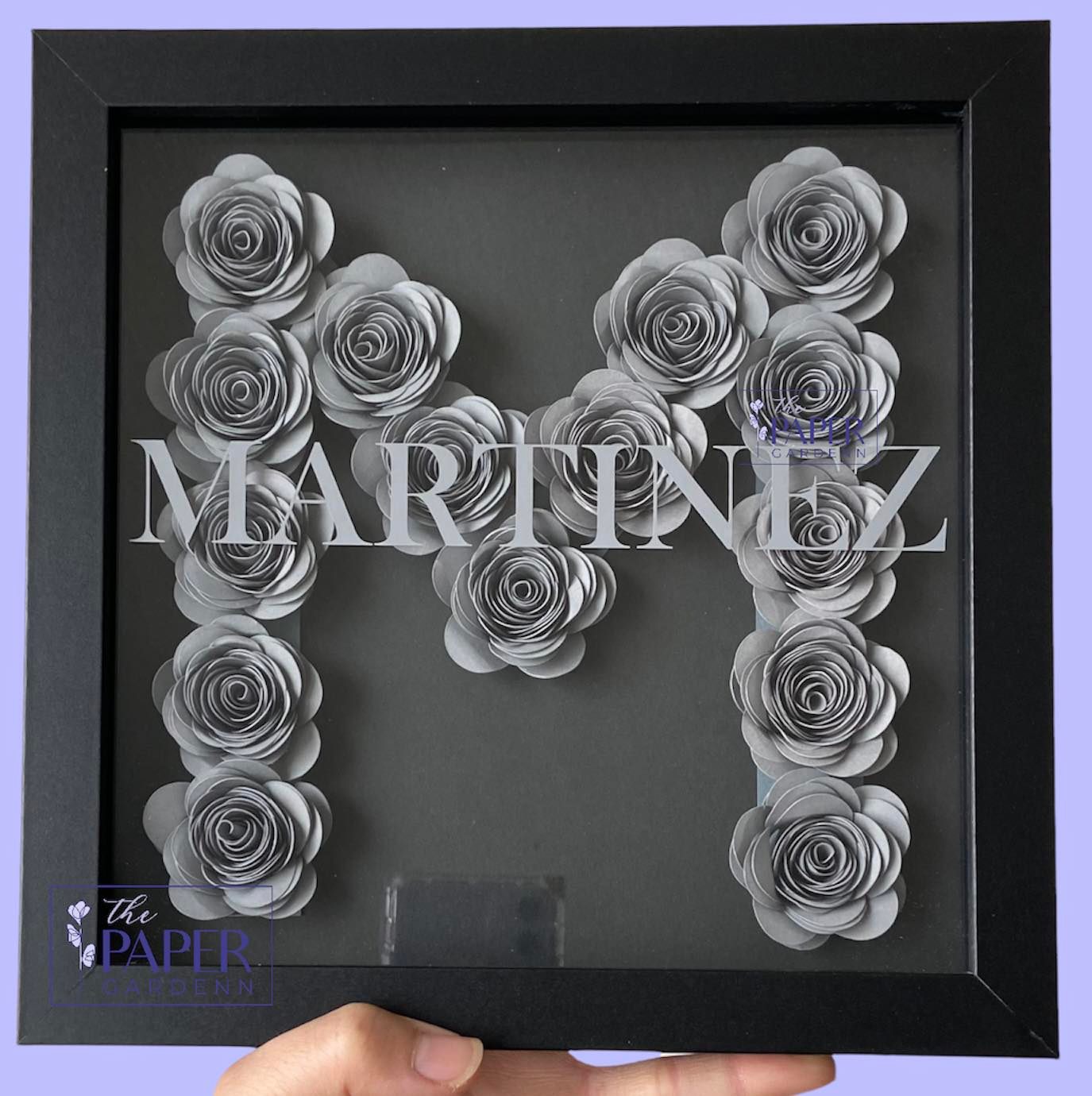 Paper Flower Rose Initial M Shadowbox Frame [Initial M]