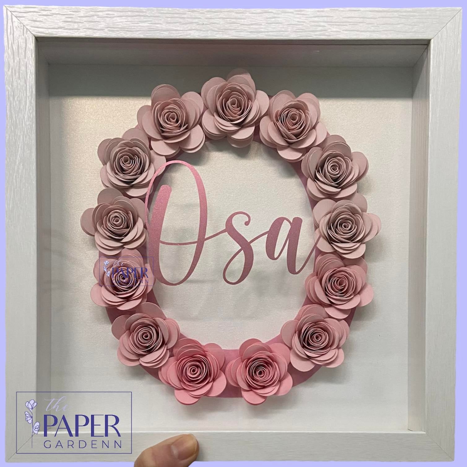 Paper Flower Rose Initial O Shadowbox Frame [Initial O]