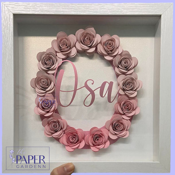 Paper Flower Rose Initial O Shadowbox Frame [Initial O]