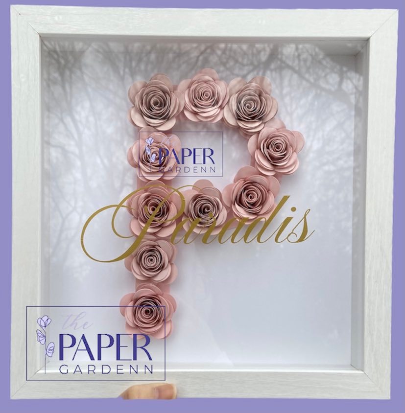 Paper Flower Rose Initial P Shadowbox Frame [Initial P]