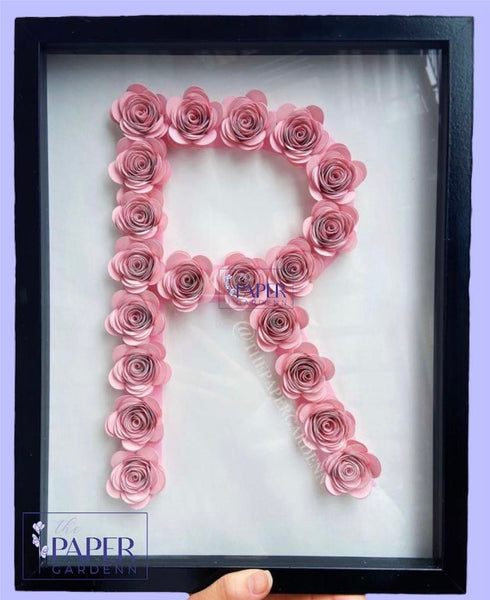 Paper Flower Rose Initial R Shadowbox Frame [Initial R]