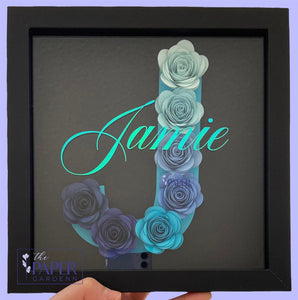 Paper Flower Rose Initial J Shadowbox Frame [Initial J]