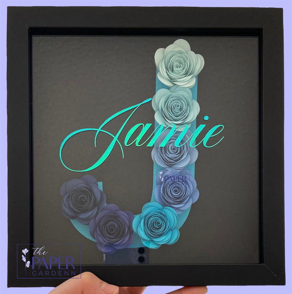 Paper Flower Rose Initial J Shadowbox Frame [Initial J]