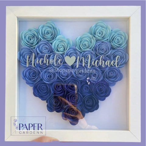 Blue Rosebud Heart Shadowbox Frame