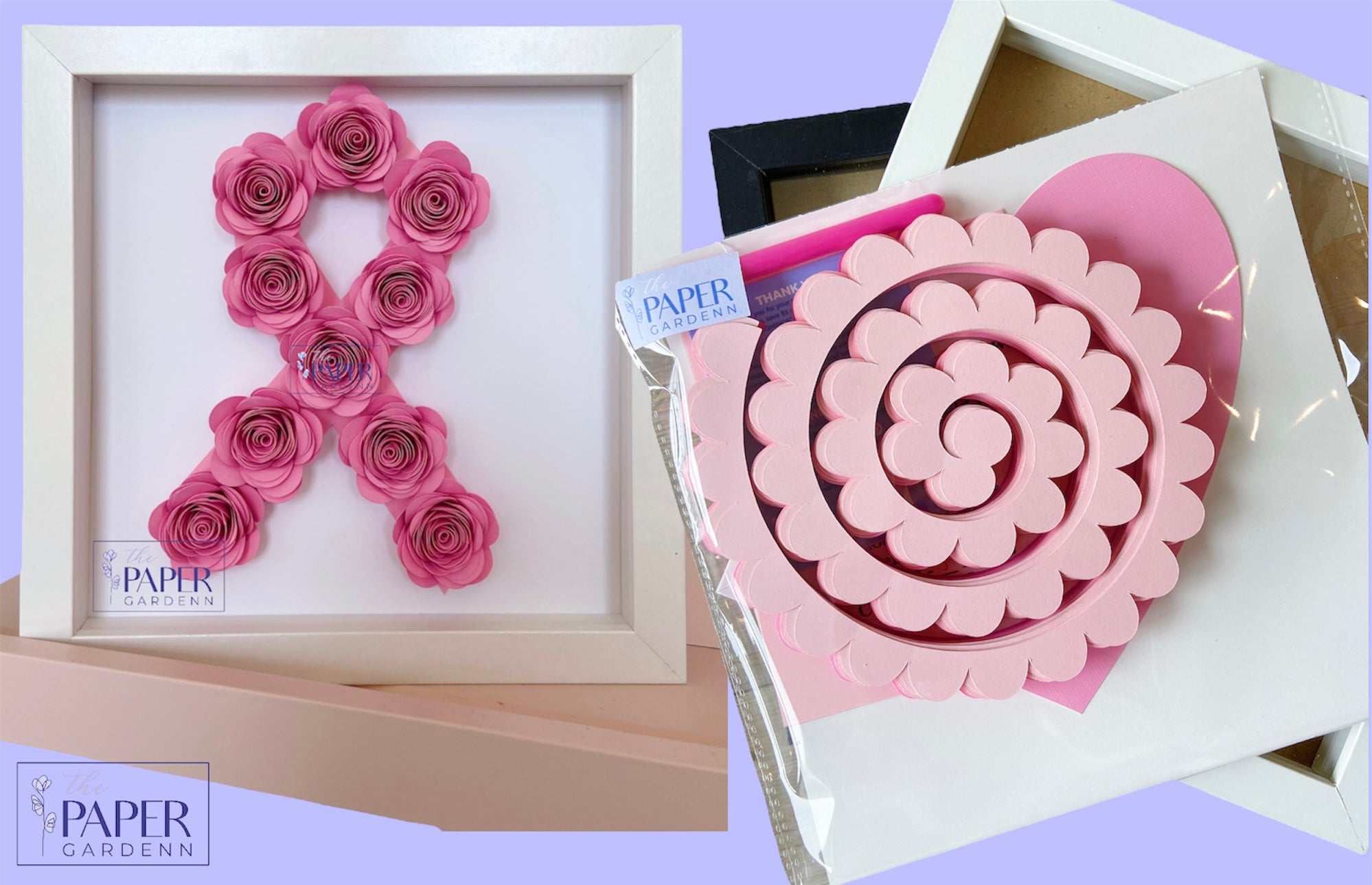 DIY Paper Flower Kit [8x8" Cancer Ribbon]