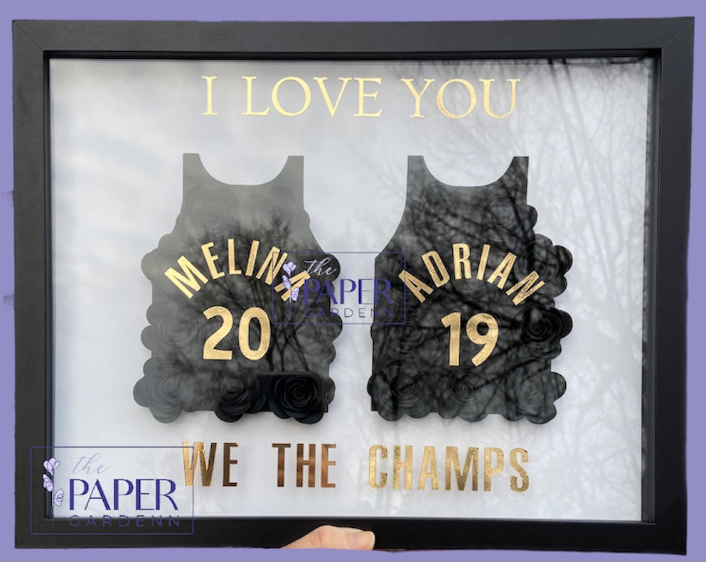 Basketball Jersey Paper Flower Shadow Box | Ombre Solid Multicolour