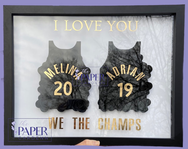 Basketball Jersey Paper Flower Shadow Box | Ombre Solid Multicolour