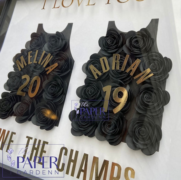 Basketball Jersey Paper Flower Shadow Box | Ombre Solid Multicolour