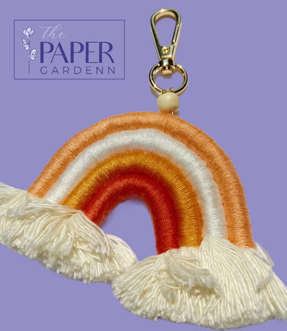 Orange / Peach Rainbow Macramé Key Chain