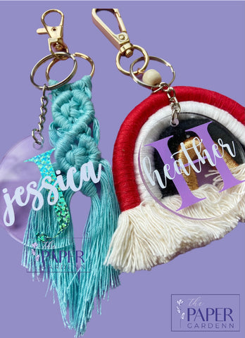 Mix & Match [1 Rainbow + 1 Braided Macramé Keychain | Acrylic Name Plate Option Available]