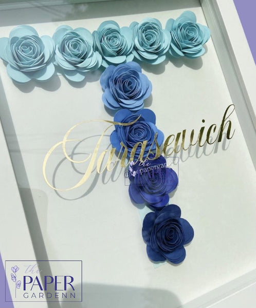 Paper Flower Rose Initial T Shadowbox Frame [Initial T]