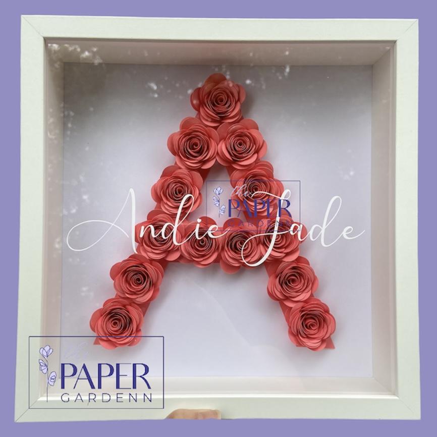 Paper Flower Rose Initial A Shadowbox Frame [Initial A]