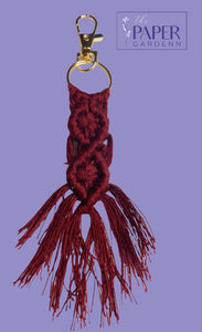 Maroon Braided Macramé Cord Key Chain