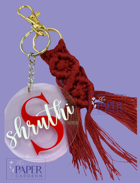 Maroon Braided Macramé Cord Key Chain