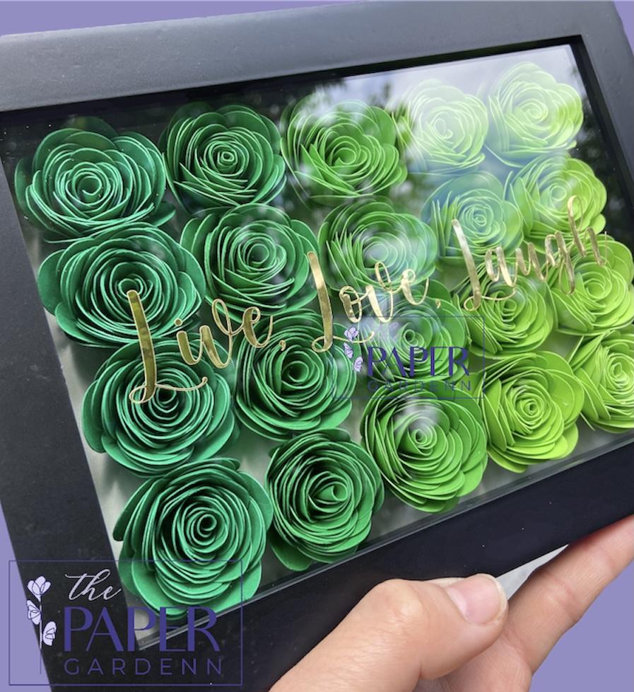 Green Rosebud Shadowbox Frame