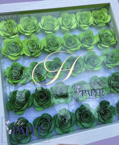 Green Bloomed Rose Shadowbox Frame
