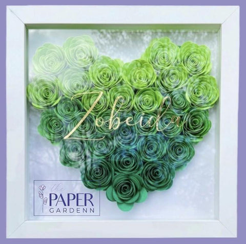 Green Rosebud Heart Shadowbox Frame