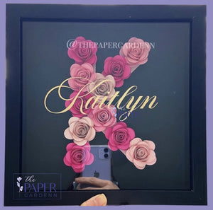 Paper Flower Rose Initial K Shadowbox Frame [Initial K]