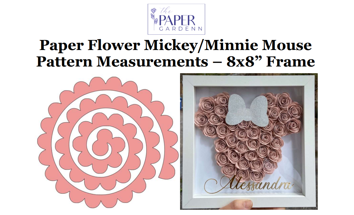 Minnie/Mickey Mouse Paper Flower Pattern Measurements