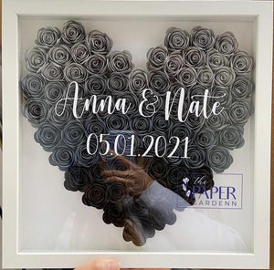 Monochrome Rosebud Heart Shadowbox Frame
