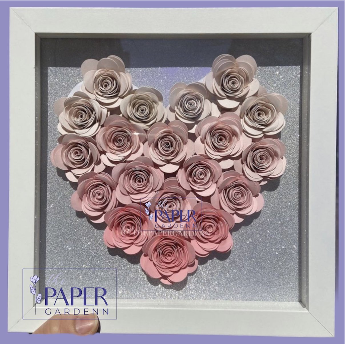 Nude Pink Bloomed Heart Shadowbox Frame