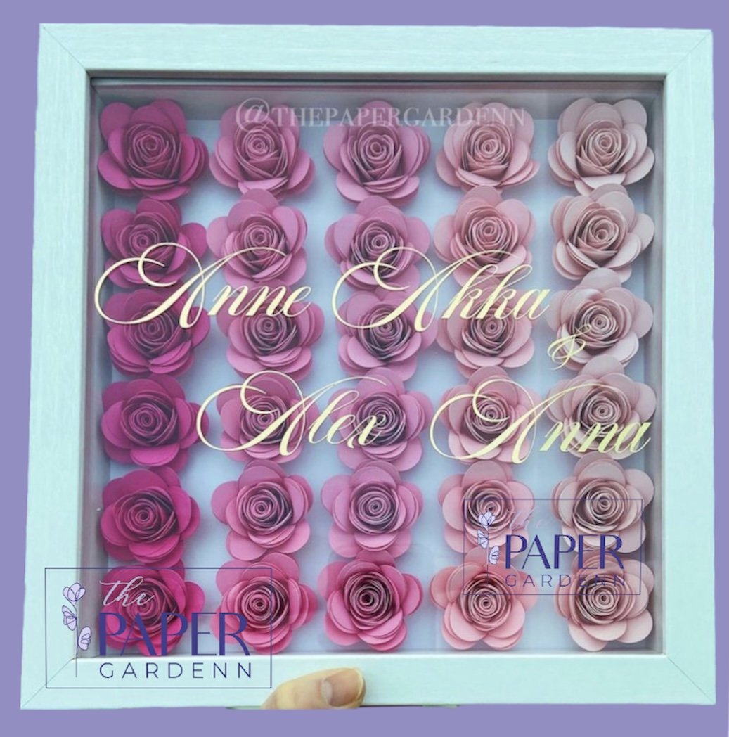 Pink Bloomed Rose Shadowbox Frame