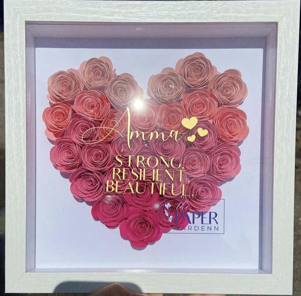 Pink Rosebud Heart Shadowbox Frame