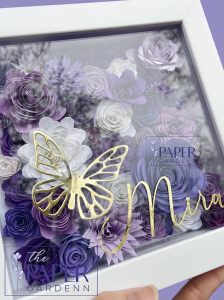 Purple Garden Paper Flower Shadowbox Frame