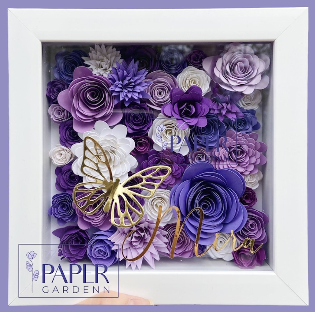 Purple Garden Paper Flower Shadowbox Frame