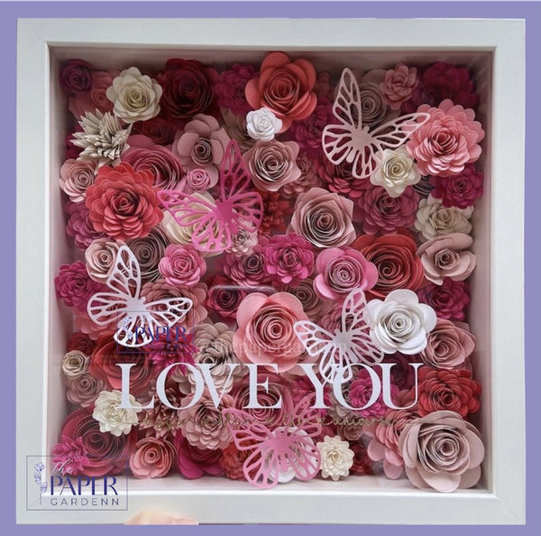 Pink & Red Garden Paper Flower Shadowbox Frame