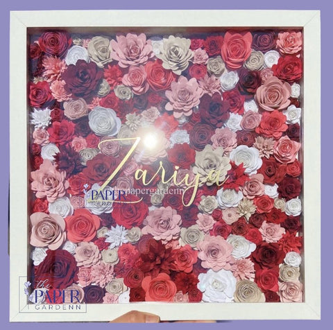 Pink & Red Garden Paper Flower Shadowbox Frame