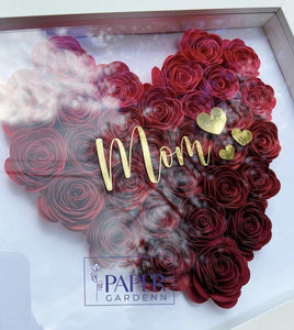 Red Rosebud Heart Shadowbox Frame
