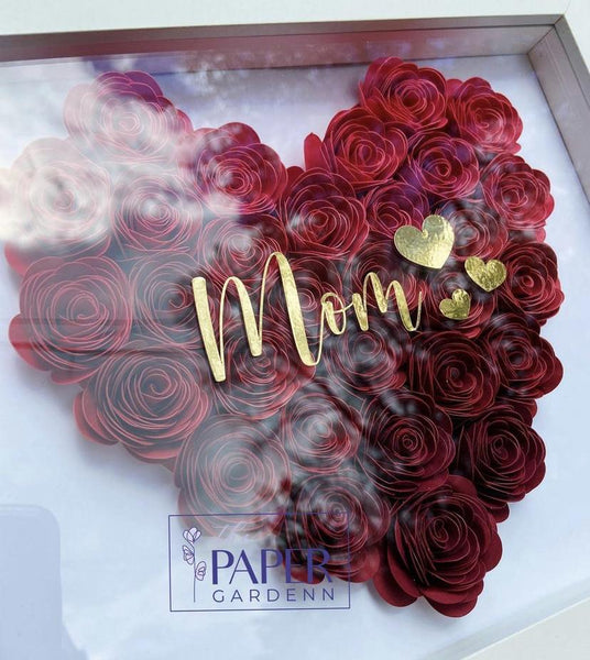 Red Rosebud Heart Shadowbox Frame