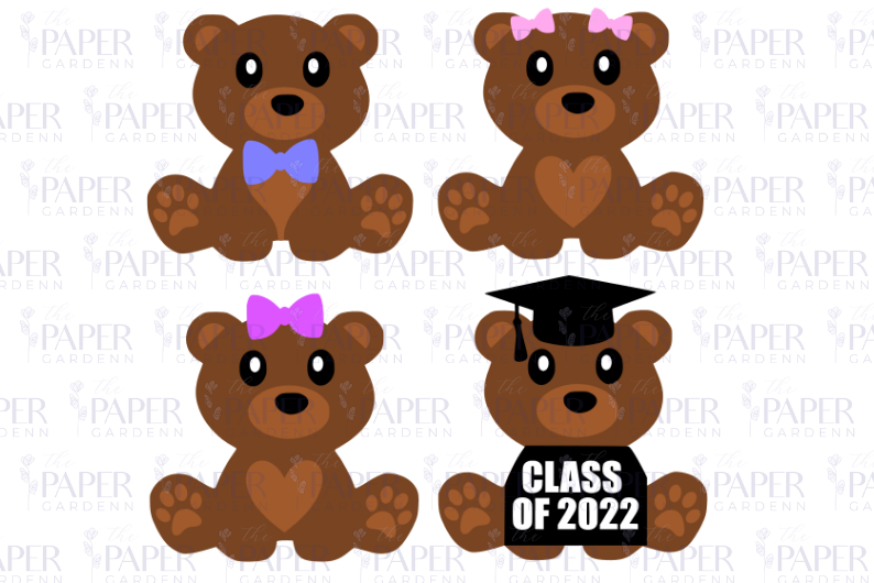 Teddy Bear - [4 variations - Boy & Girl Teddy Bear, Graduation Teddy Bear SVG]