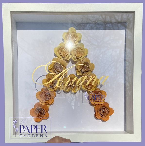 Paper Flower Rose Initial A Shadowbox Frame [Initial A]