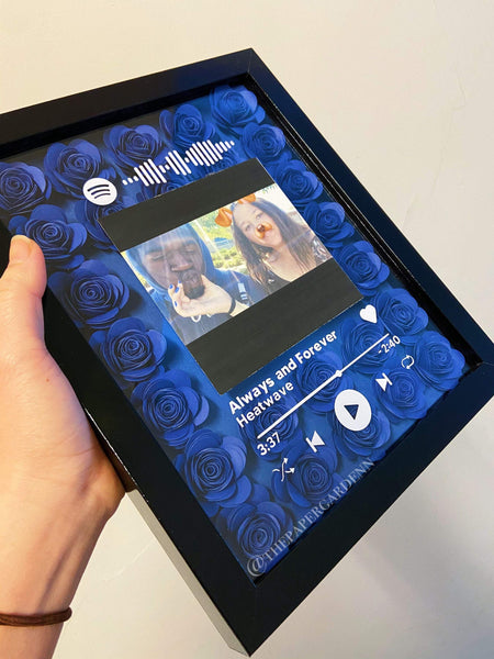 Solid Spotify Frame Song Paper Flower Shadow Box | Anniversary Gift