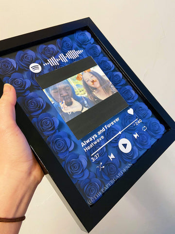 Solid Spotify Frame Song Paper Flower Shadow Box | Anniversary Gift