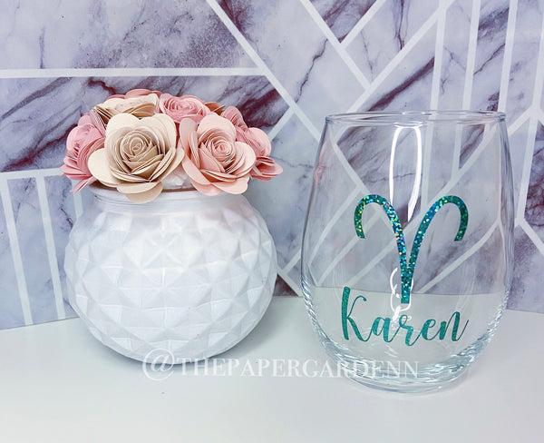 Astrology Zodiac Sign Wine Glasses  Aquarius Pisces Aries Taurus Gemini Cancer Leo Virgo Libra Scorpio Sagittarius Capricorn