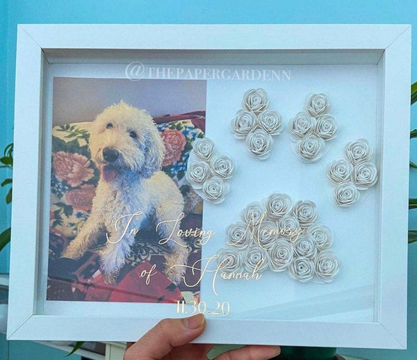 Animal Dog or Cat Paw Paper Flower Shadow Box Frame